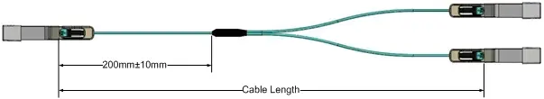 Drawing of 200G QSFP56 Breakout AOC